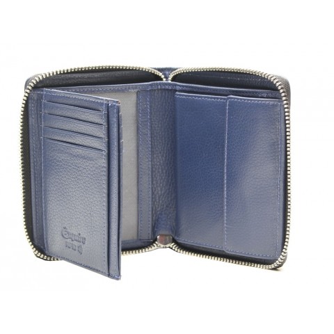 ESQUIRE ZIPPER WALLET PIPING, Black/Royal