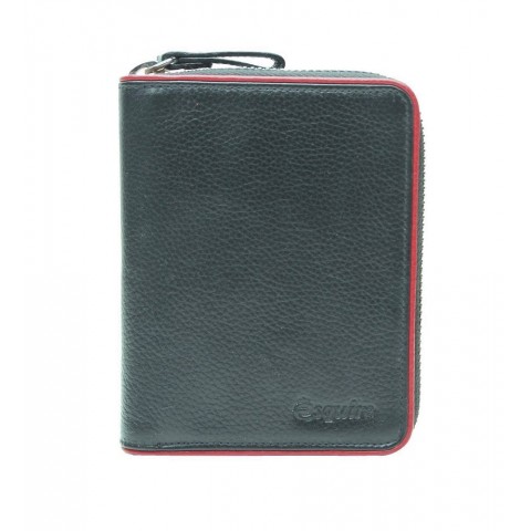 ESQUIRE ZIPPER WALLET PIPING, Black/Red