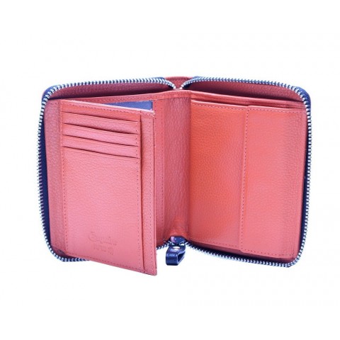 ESQUIRE ZIPPER WALLET PIPING, Black/Orange