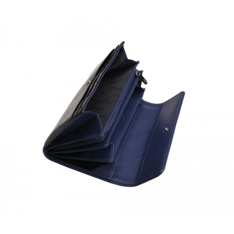 ESQUIRE LARGE WALLET PIPING, Black/Royal