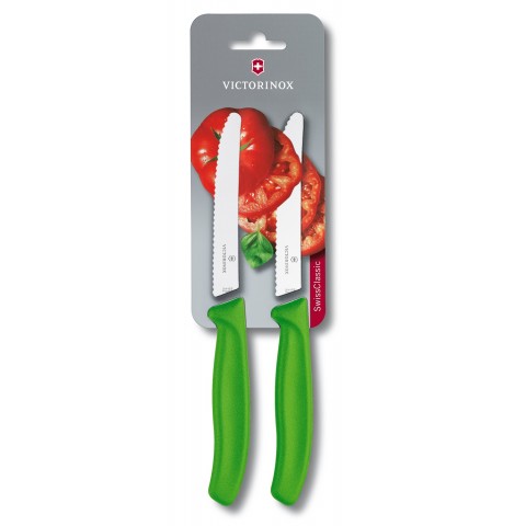 VICTORINOX SWISS CLASSIC TOMATO AND TABLE KNIFE SET, 2 PIECES green