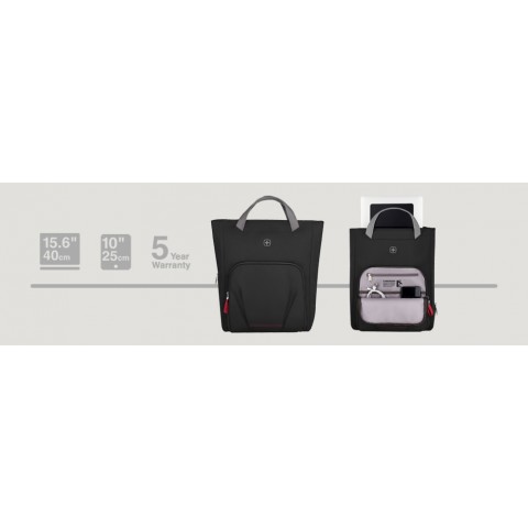 WENGER MOTION VERTICAL TOTE 15.6'' LAPTOP TOTE WITH TABLET POCKET, Chic Black WENGER MOTION VERTICAL TOTE 15.6'' LAPTOP TOTE WITH TABLET POCKET, Chic Black