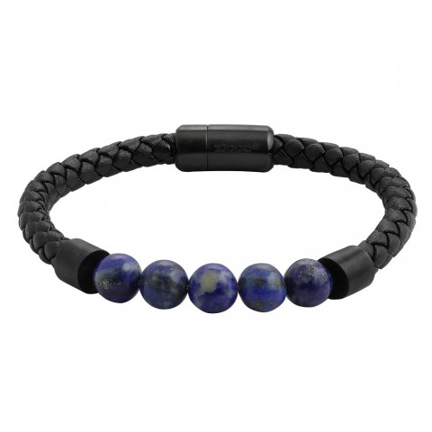 Buy Zippo Leather Bracelet With With Charms 22 cm – 						A thin leather bracelet with elements of stainless steel and semi-precious stones Only 39.95€ | BrandGear.eu