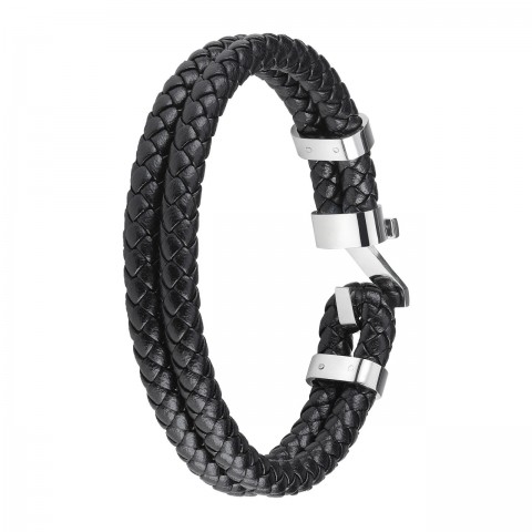 Zippo Steel Braided Leather Bracelet 22 cm