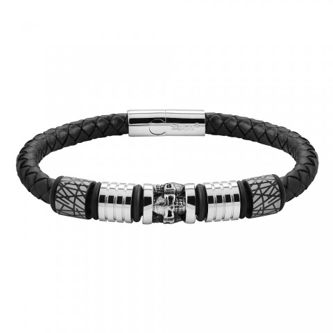 Buy Zippo Leather Bracelet With With Charms 22 cm – 										A thin leather bracelet with stainless steel elements Only 44.95€ | BrandGear.eu