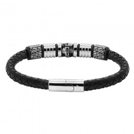 Zippo Leather Bracelet With With Charms 22 cm