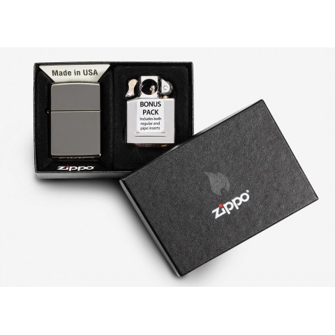 Buy Gift Set 29789. Zippo Lighter Black Ice® Lighter & Pipe Insert – 
	
		
			For the first time ever Zippo offers the popular Black Ice® classic lighter in a gift set that includes both the standard and pipe inserts for ultimate functionality Only