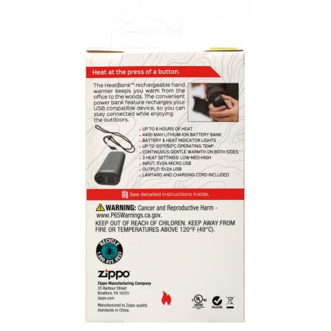Zippo HeatBank® 6 Rechargeable Hand Warmer Black