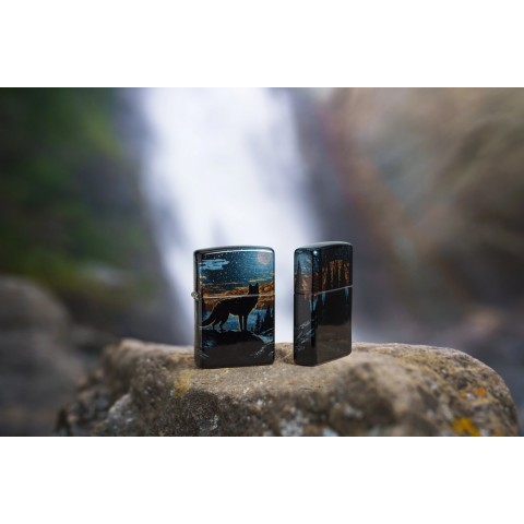 Zippo Lighter 46252 Moonlight Wolf Design