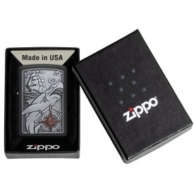 Zippo Lighter 48120 Ship Shark Emblem Design