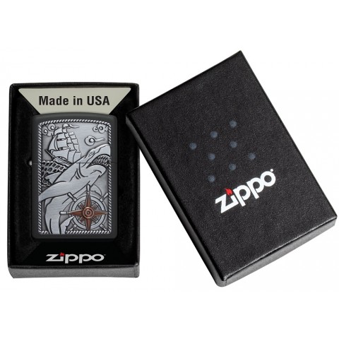 Zippo Lighter 48120 Ship Shark Emblem Design