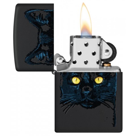 Zippo Lighter 48491 Black Cat Design