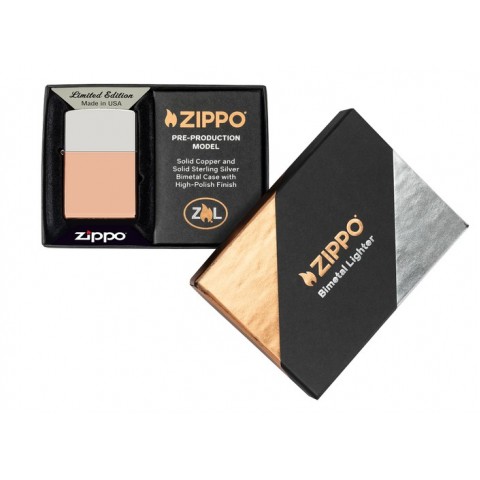 Zippo Lighter 48694 Bimetal Case - Sterling Silver Lid
